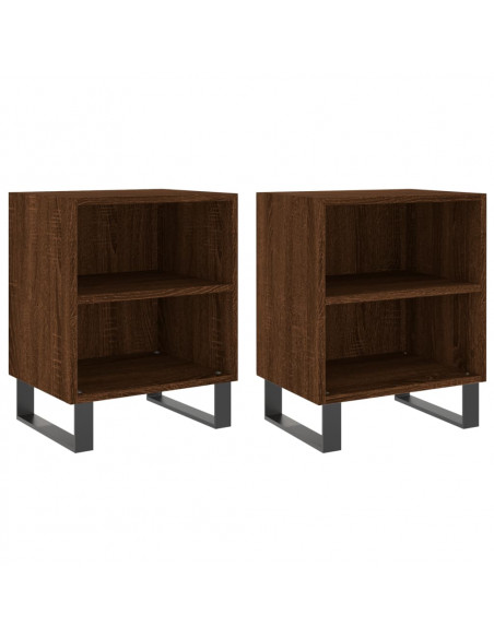 Comodini Rovere Marrone 2 pz 40x30x50 cm in Legno Multistrato