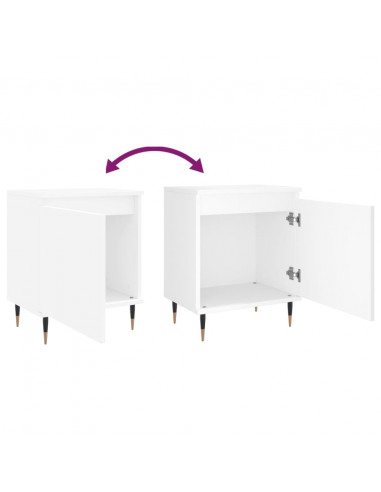 Comodini 2 pz Bianchi 40x30x50 cm in Legno Multistrato