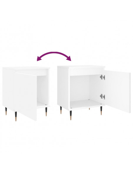 Comodini 2 pz Bianchi 40x30x50 cm in Legno Multistrato