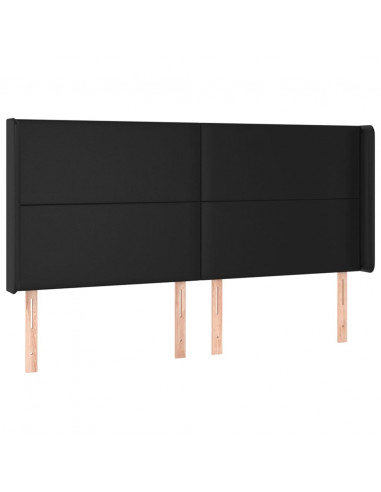 Testiera ad Orecchio Nera 183x16x118/128 cm in Similpelle