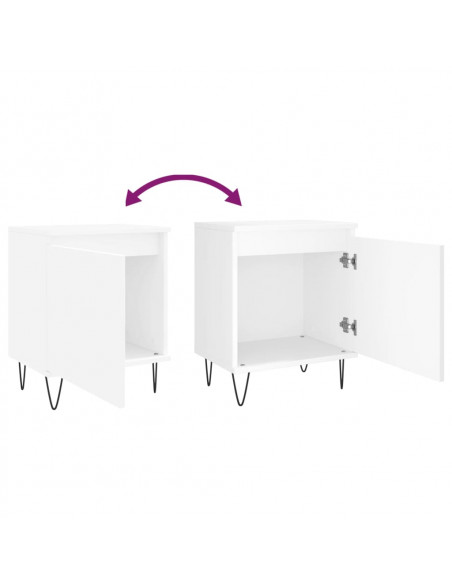 Comodini 2 pz Bianchi 40x30x50 cm in Legno Multistrato
