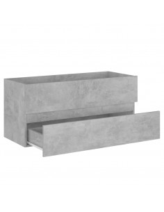 Mobile con Lavabo Integrato Grigio Cemento in Legno Multistrato 2