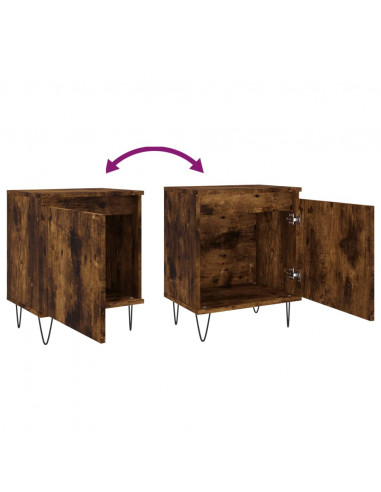 Comodini Rovere Fumo 2 pz 40x30x50 cm in Legno Multistrato
