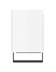 Comodini 2 pz Bianco Lucido 40x30x50 cm in Legno Multistrato 2