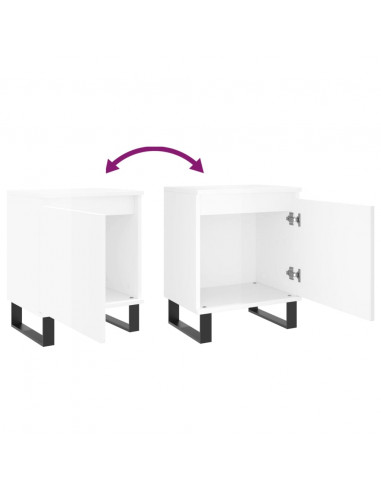 Comodini 2 pz Bianco Lucido 40x30x50 cm in Legno Multistrato
