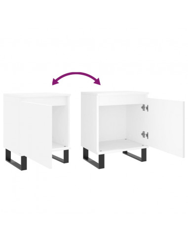 Comodini 2 pz Bianchi 40x30x50 cm in Legno Multistrato