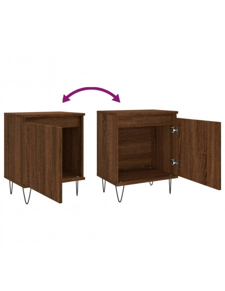 Comodini Rovere Marrone 2 pz 40x30x50 cm in Legno Multistrato