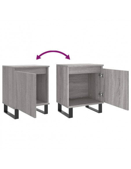 Comodini Grigio Sonoma 2 pz 40x30x50 cm in Legno Multistrato