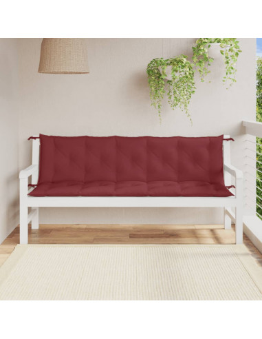 Cuscini Panca Giardino 2pz Rosso Vino Mélange 180x50x7 cm