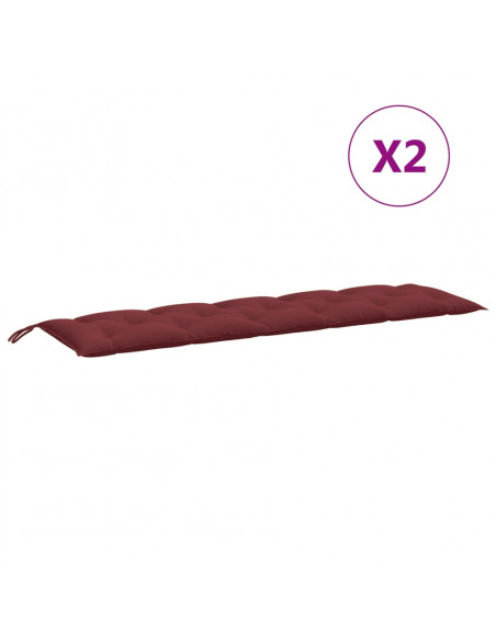 Cuscini Panca Giardino 2pz Rosso Vino Mélange 180x50x7 cm