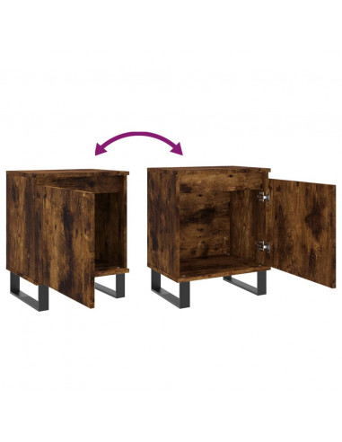Comodini Rovere Fumo 2 pz 40x30x50 cm in Legno Multistrato