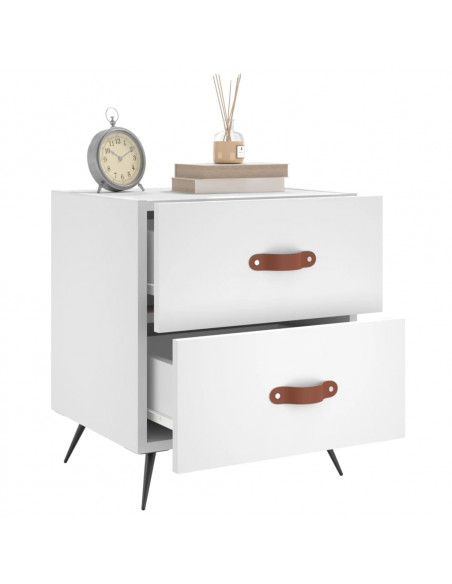 Comodino Bianco 40x35x47,5 cm in Legno Multistrato