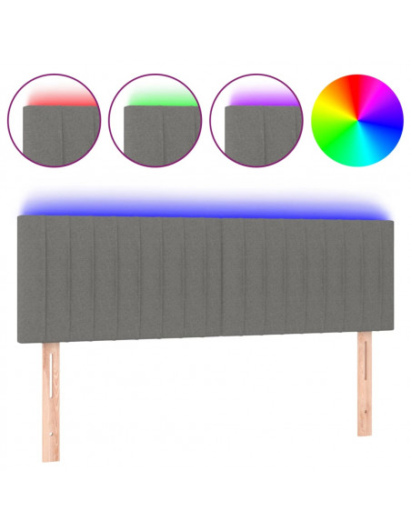 Testiera a LED Grigio Scuro 144x5x78/88 cm in Tessuto