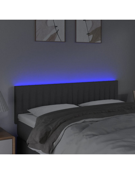 Testiera a LED Grigio Scuro 144x5x78/88 cm in Tessuto