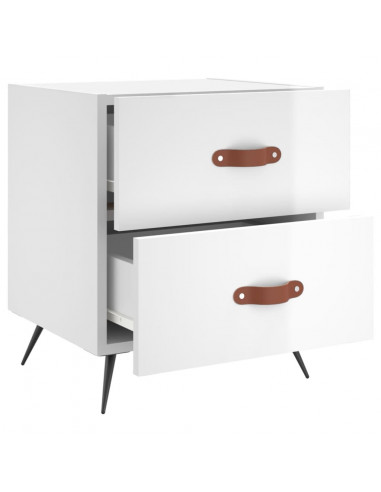 Comodini 2 pz Bianco Lucido 40x35x47,5 cm in Legno Multistrato