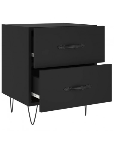 Comodini 2 pz Neri 40x35x47,5 cm in Legno Multistrato