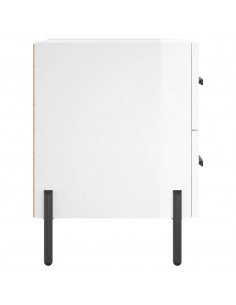 Comodini 2 pz Bianco Lucido 40x35x47,5 cm in Legno Multistrato 2
