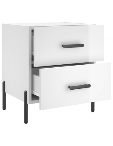 Comodini 2 pz Bianco Lucido 40x35x47,5 cm in Legno Multistrato
