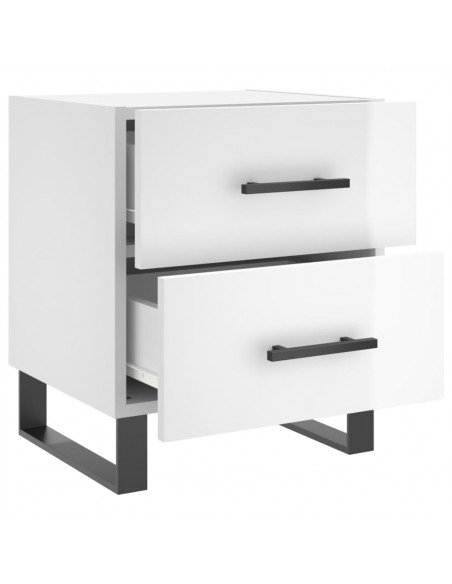 Comodini 2 pz Bianco Lucido 40x35x47,5 cm in Legno Multistrato