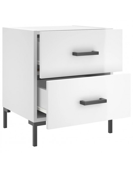 Comodini 2 pz Bianco Lucido 40x35x47,5 cm in Legno Multistrato