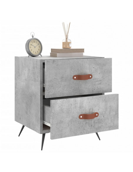 Comodino Grigio Cemento 40x35x47,5 cm in Legno Multistrato