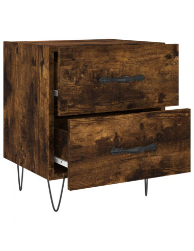 Comodini 2 pz Rovere Fumo 40x35x47,5 cm in Legno Multistrato