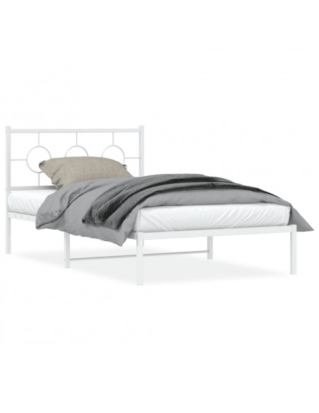 Giroletto con Testiera Metallo Bianco 107x203 cm