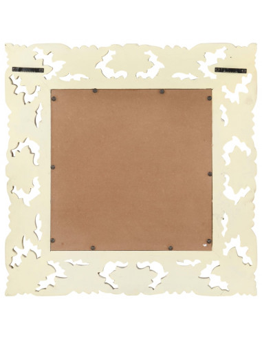 Specchio Intagliato a Mano Bianco 50x50 cm in Massello di Mango