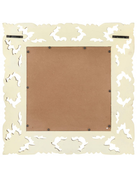 Specchio Intagliato a Mano Bianco 50x50 cm in Massello di Mango
