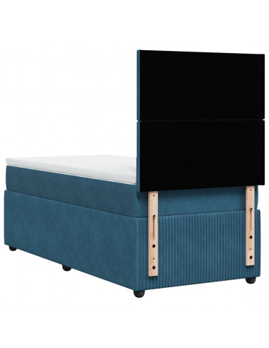 Giroletto a Molle con Materasso Blu 80x200 cm in Velluto