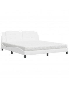 Letto con Materasso Bianco 180x200 cm in Similpelle 2