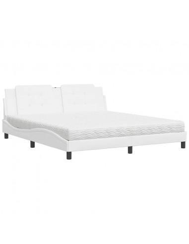 Letto con Materasso Bianco 180x200 cm in Similpelle