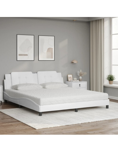 Letto con Materasso Bianco 180x200 cm in Similpelle