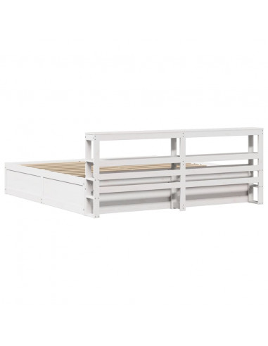 Giroletto con Testiera Bianco 180x200 cm Massello Pino