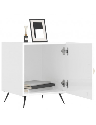 Comodino Bianco Lucido 40x40x50 cm in Legno Multistrato