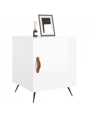 Comodino Bianco Lucido 40x40x50 cm in Legno Multistrato