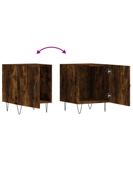 Comodino Rovere Fumo 40x40x50 cm in Legno Multistrato