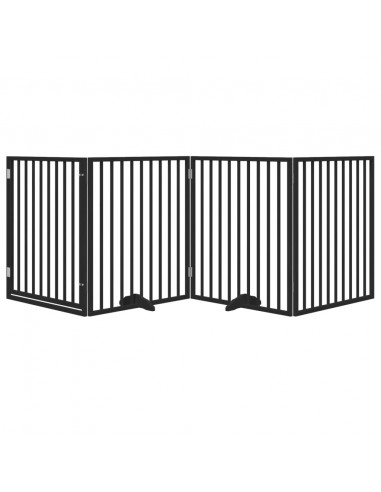 Cancello per Cani Porta Pieghevole Nero 4 Pannelli 320cm Pioppo