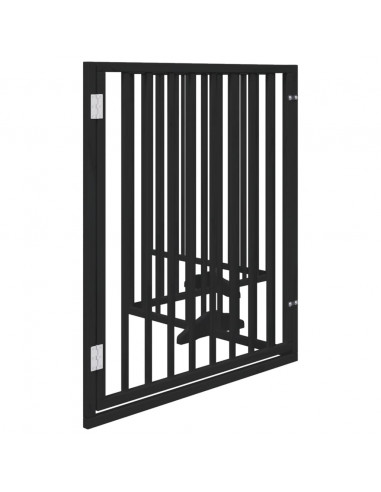 Cancello per Cani Porta Pieghevole Nero 4 Pannelli 320cm Pioppo
