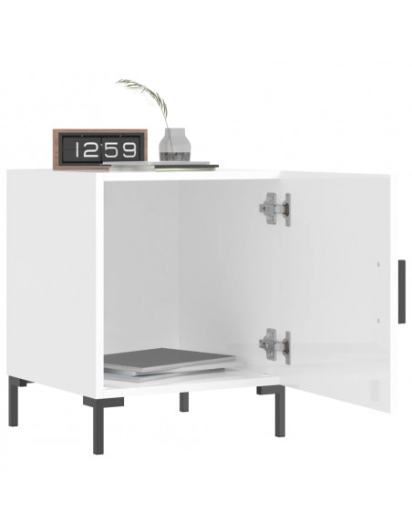 Comodino Bianco Lucido 40x40x50 cm in Legno Multistrato