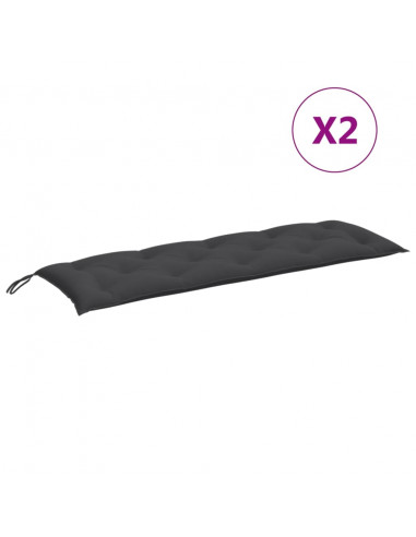 Cuscini Panca Giardino 2pz Antracite Mélange 150x50x7cm Tessuto