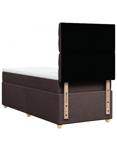 Giroletto a Molle con Materasso Marrone Scuro 90x190cm Tessuto