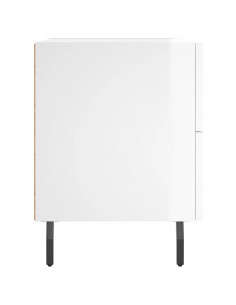 Comodini 2 pz Bianco Lucido 40x35x47,5 cm in Legno Multistrato 2