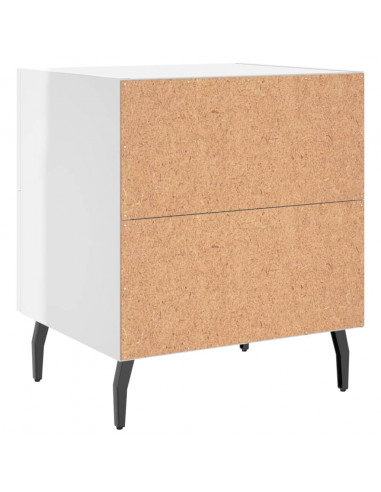Comodini 2 pz Bianco Lucido 40x35x47,5 cm in Legno Multistrato