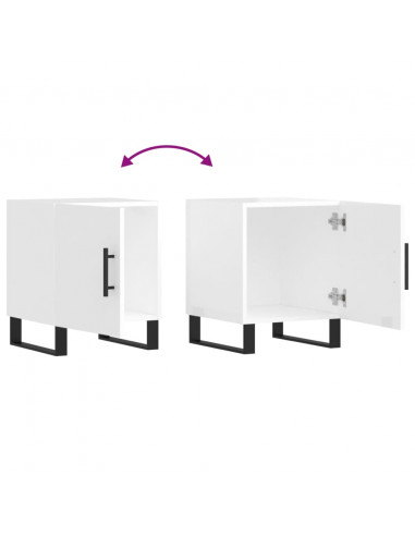 Comodino Bianco Lucido 40x40x50 cm in Legno Multistrato