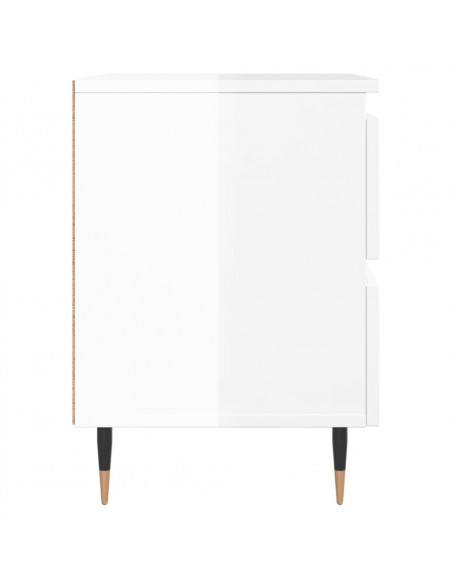 Comodini 2pz Bianco Lucido 40x35x50 cm in Legno Multistrato
