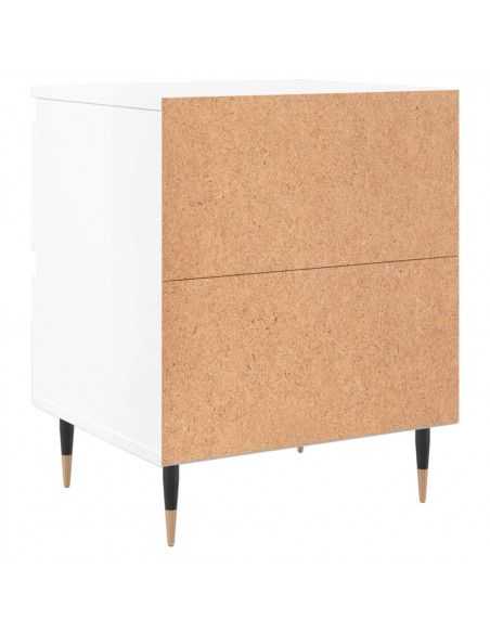 Comodini 2pz Bianco Lucido 40x35x50 cm in Legno Multistrato
