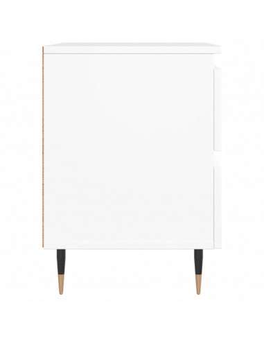 Comodini 2pz Bianchi 40x35x50 cm in Legno Multistrato