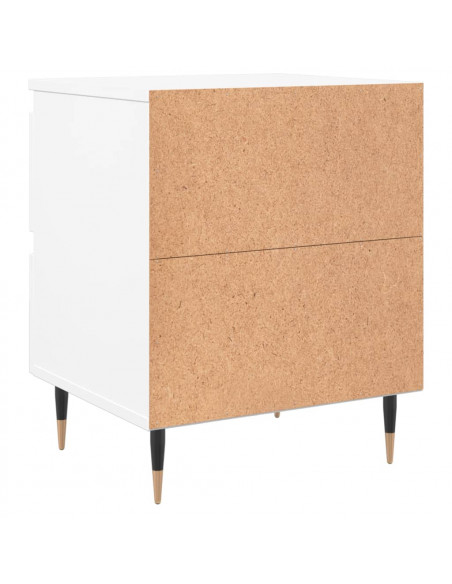 Comodini 2pz Bianchi 40x35x50 cm in Legno Multistrato