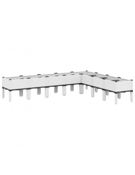 Fioriera da Giardino con Gambe Bianca 200x160x42 cm in PP